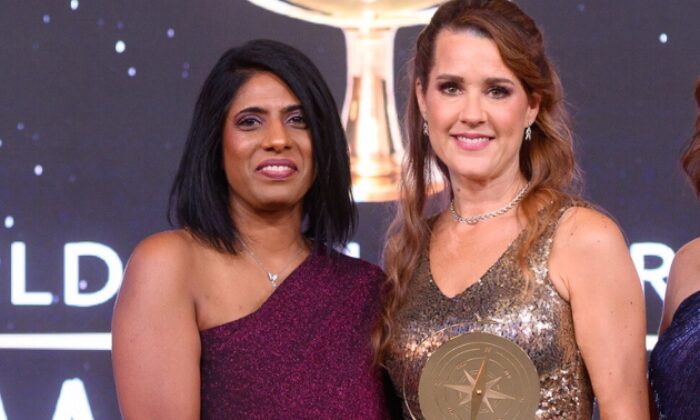 Accepting awards at the World Luxury Travel Awards